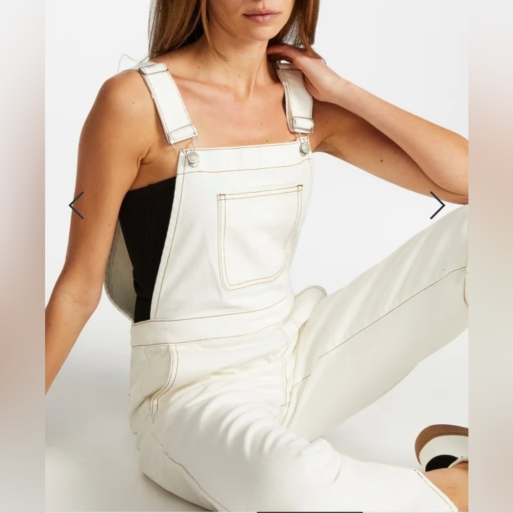 Women's White Dove Denim Overalls - Picture 4 of 4
